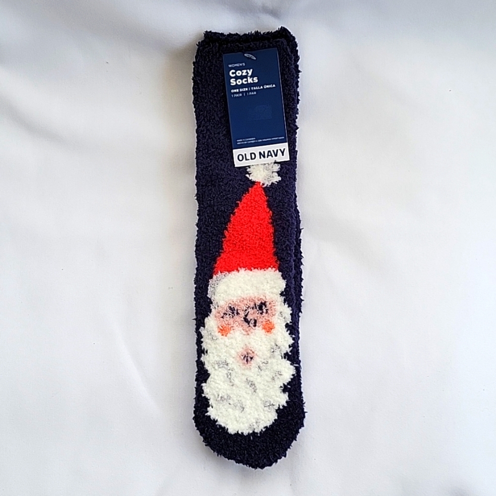 NWT Old Navy Cozy Crew Socks - Santa Claus Christmas design